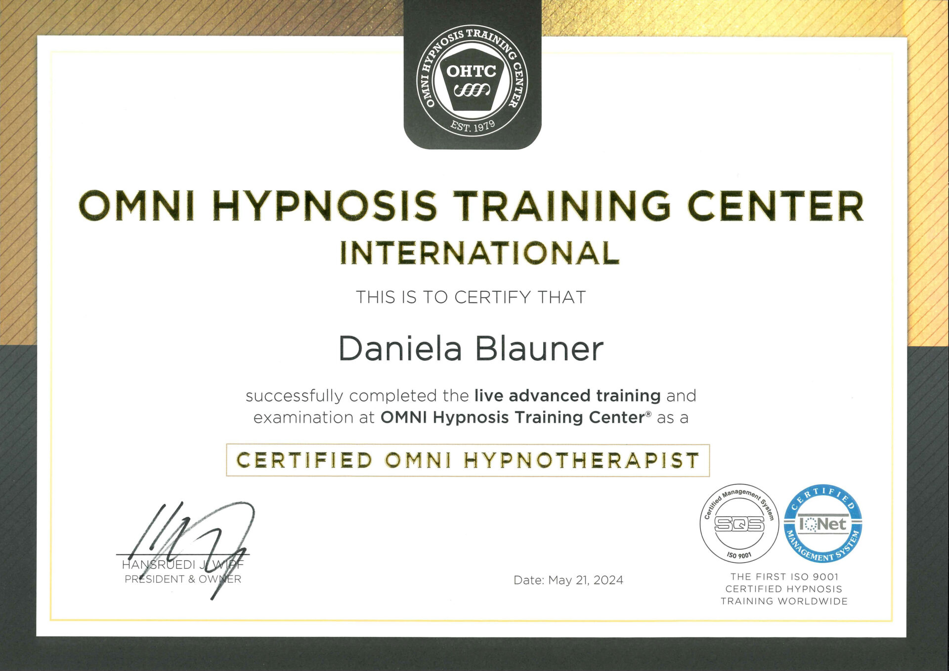 Daniela Blauner | Zertifikat Hypnosetherapie